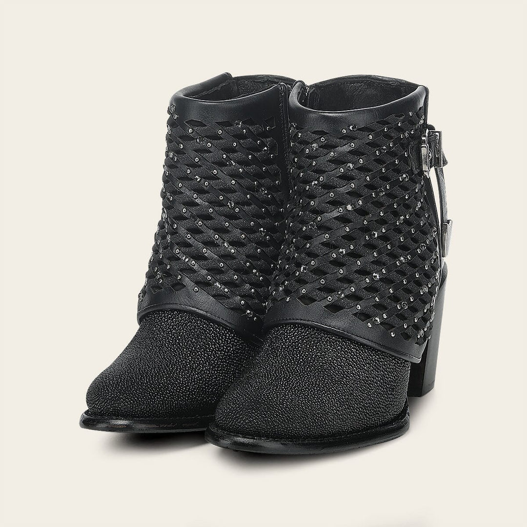 Botín casual en piel genuina de mantarraya para dama Botas y Botines 