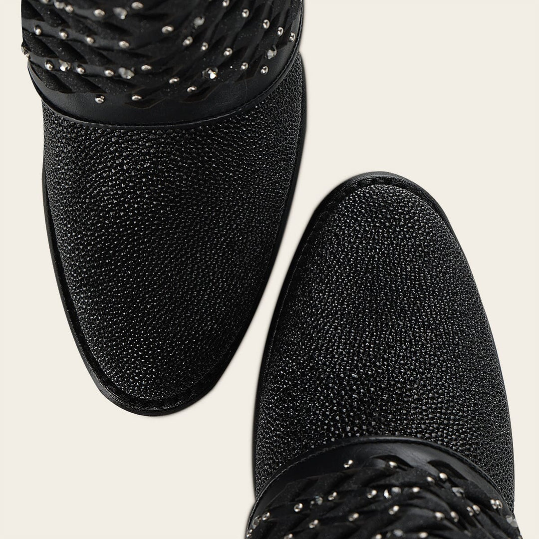 Botín casual en piel genuina de mantarraya para dama Botas y Botines 