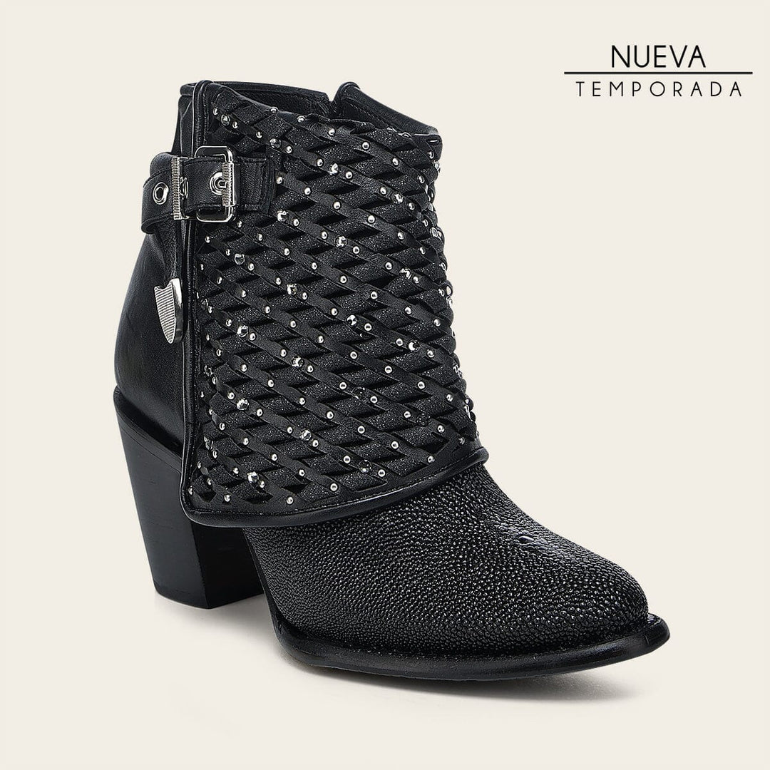 Botín casual en piel genuina de mantarraya para dama Botas y Botines 