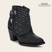 Botín casual en piel genuina de mantarraya para dama Botas y Botines 