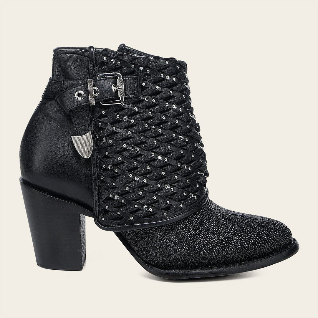 Botín casual en piel genuina de mantarraya para dama Botas y Botines 