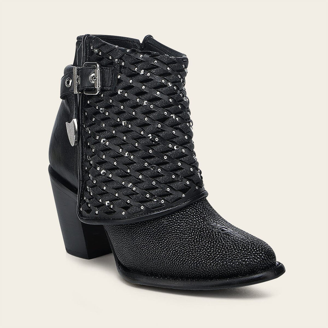 Botín casual en piel genuina de mantarraya para dama Botas y Botines 