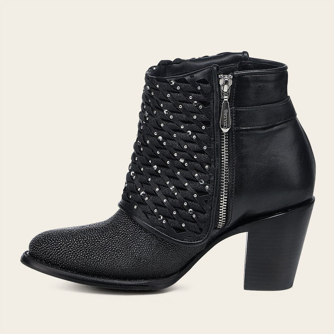 Botín casual en piel genuina de mantarraya para dama Botas y Botines 