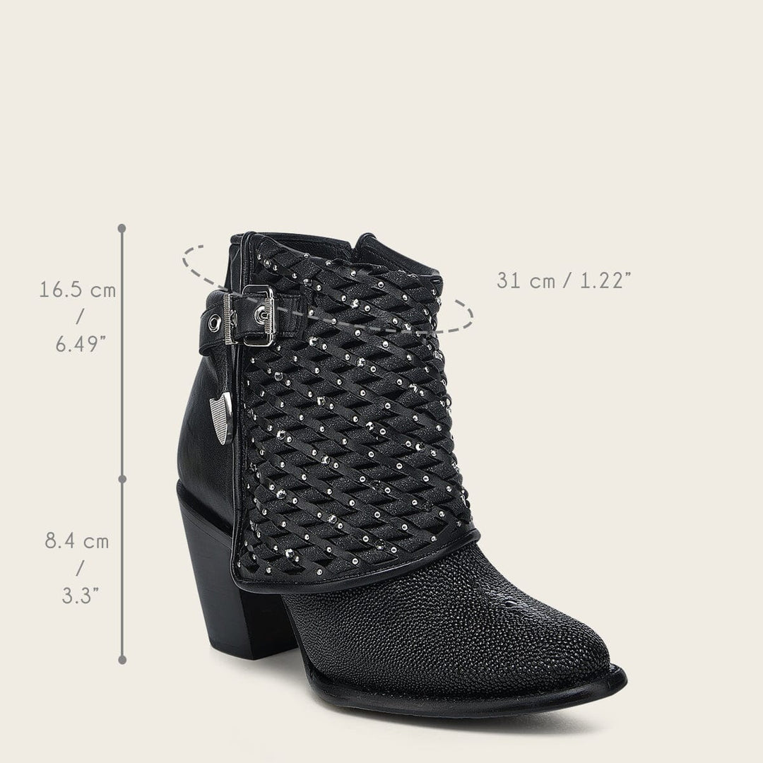 Botín casual en piel genuina de mantarraya para dama Botas y Botines 