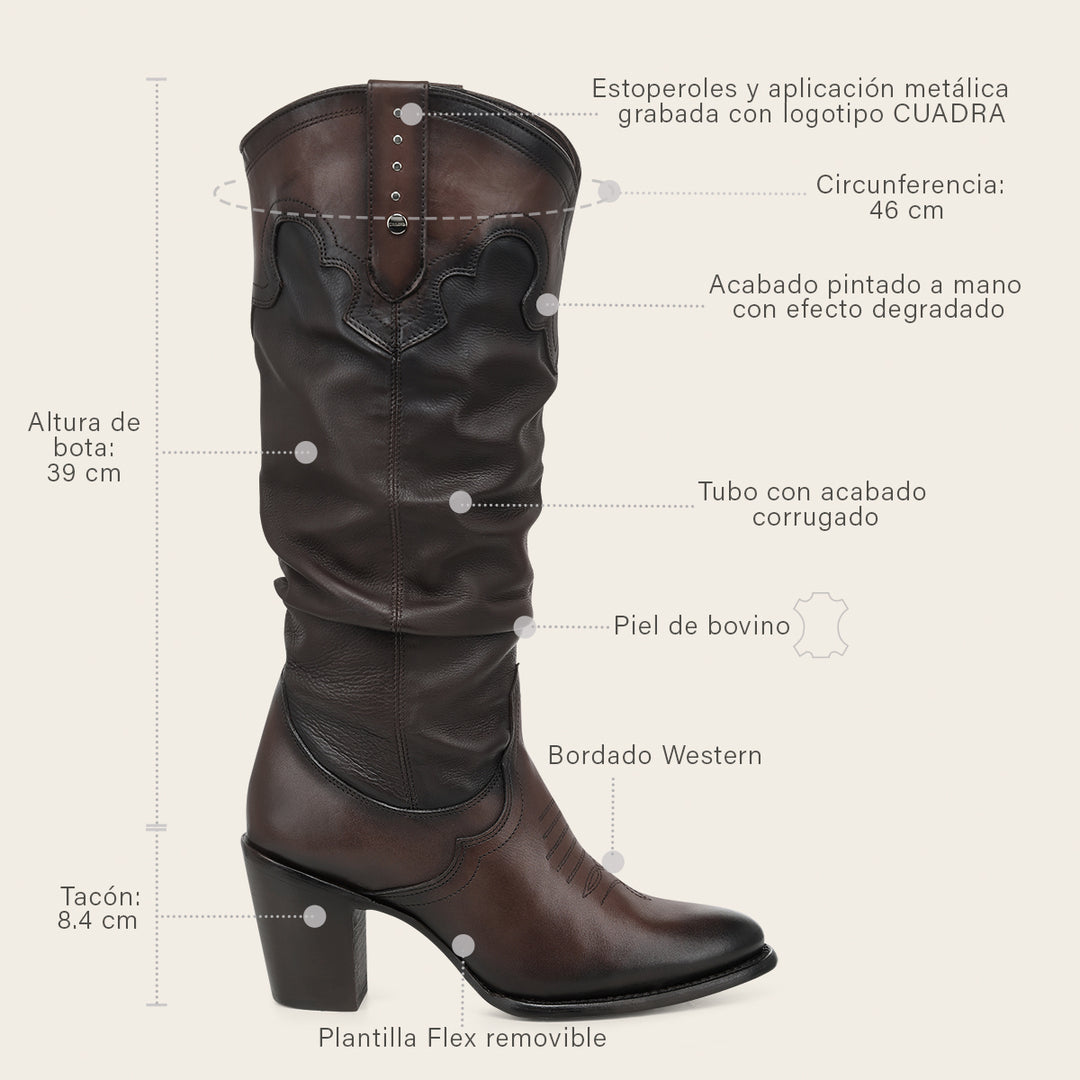 Bota Vaquera en piel genuina de bovino para dama