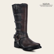 Bota biker en piel genuina para dama Botas y Botines 