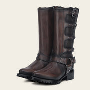 Bota biker en piel genuina para dama Botas y Botines 