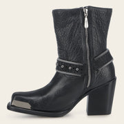 Botín biker en piel genuina para dama Botas y Botines 