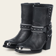 Botín biker en piel genuina para dama Botas y Botines 