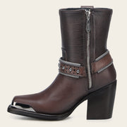 Botín biker en piel genuina para dama Botas y Botines 