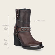 Botín biker en piel genuina para dama Botas y Botines 