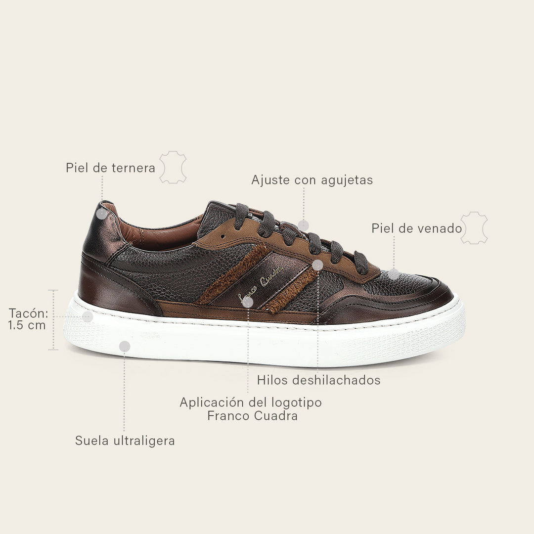 Tenis en piel genuina de venado para dama