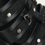 Sandalia en piel genuina de mantarraya para dama