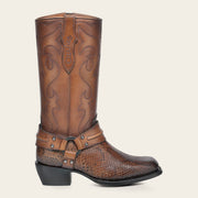 Bota biker en piel genuina de pitón para dama Botas y Botines 