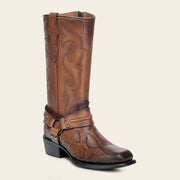 Bota biker en piel genuina de pitón para dama Botas y Botines 