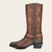 Bota biker en piel genuina de pitón para dama Botas y Botines 