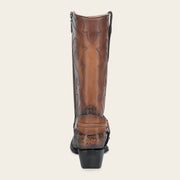 Bota biker en piel genuina de pitón para dama Botas y Botines 