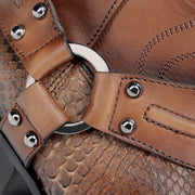 Bota biker en piel genuina de pitón para dama Botas y Botines 