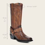 Bota biker en piel genuina de pitón para dama Botas y Botines 