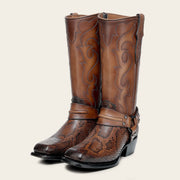 Bota biker en piel genuina de pitón para dama Botas y Botines 