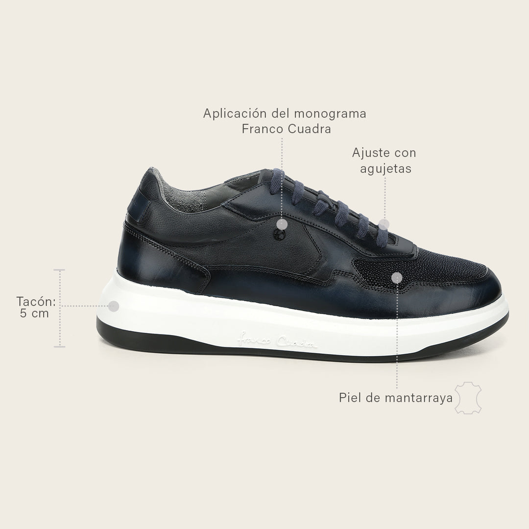Tenis en piel genuina de mantarraya para caballero