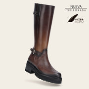 Bota alta en piel genuina de venado para dama Botas y Botines 