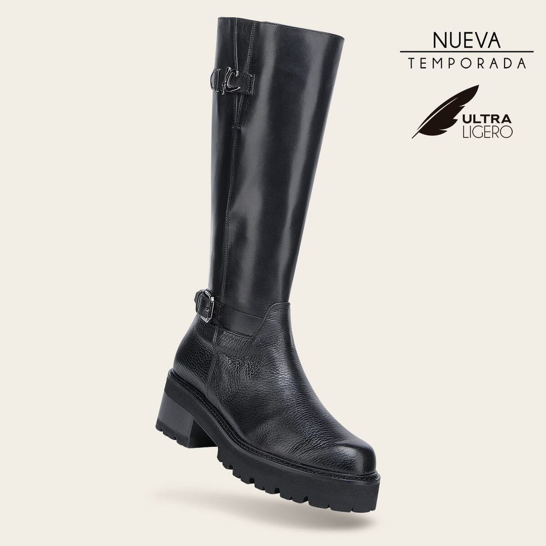 Bota alta en piel genuina de venado para dama Botas y Botines 