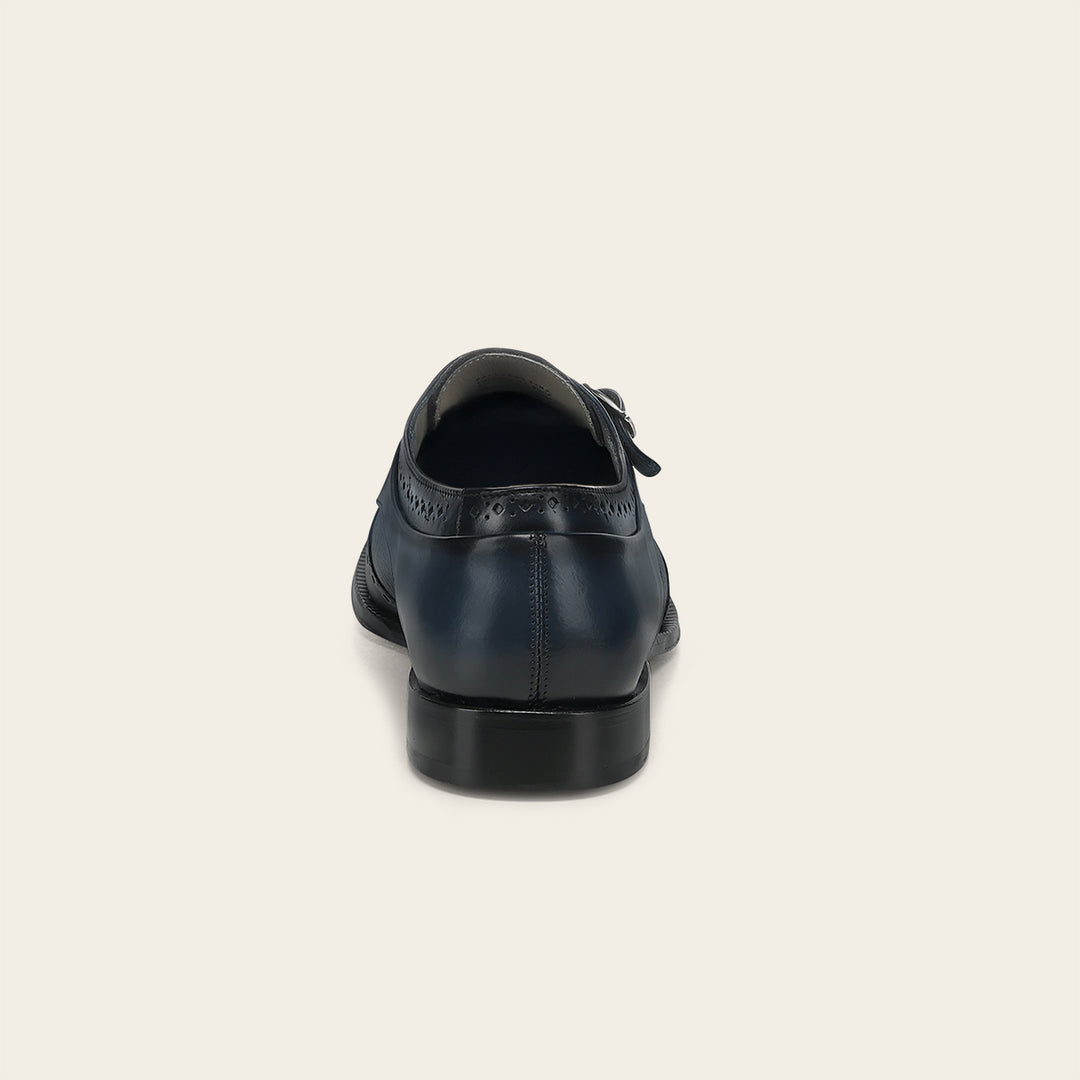 Zapato de vestir monk-strap en piel genuina de venado para caballero