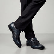 Zapato de vestir monk-strap en piel genuina de venado para caballero