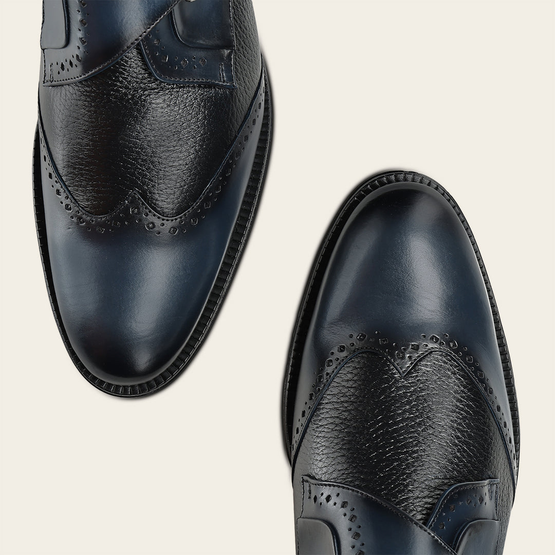 Zapato de vestir monk-strap en piel genuina de venado para caballero
