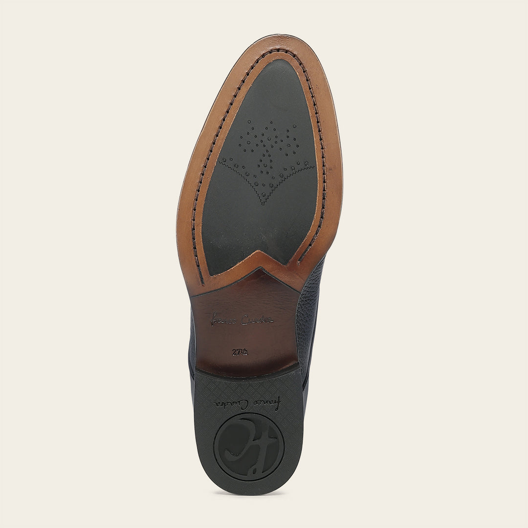 Zapato de vestir monk-strap en piel genuina de venado para caballero