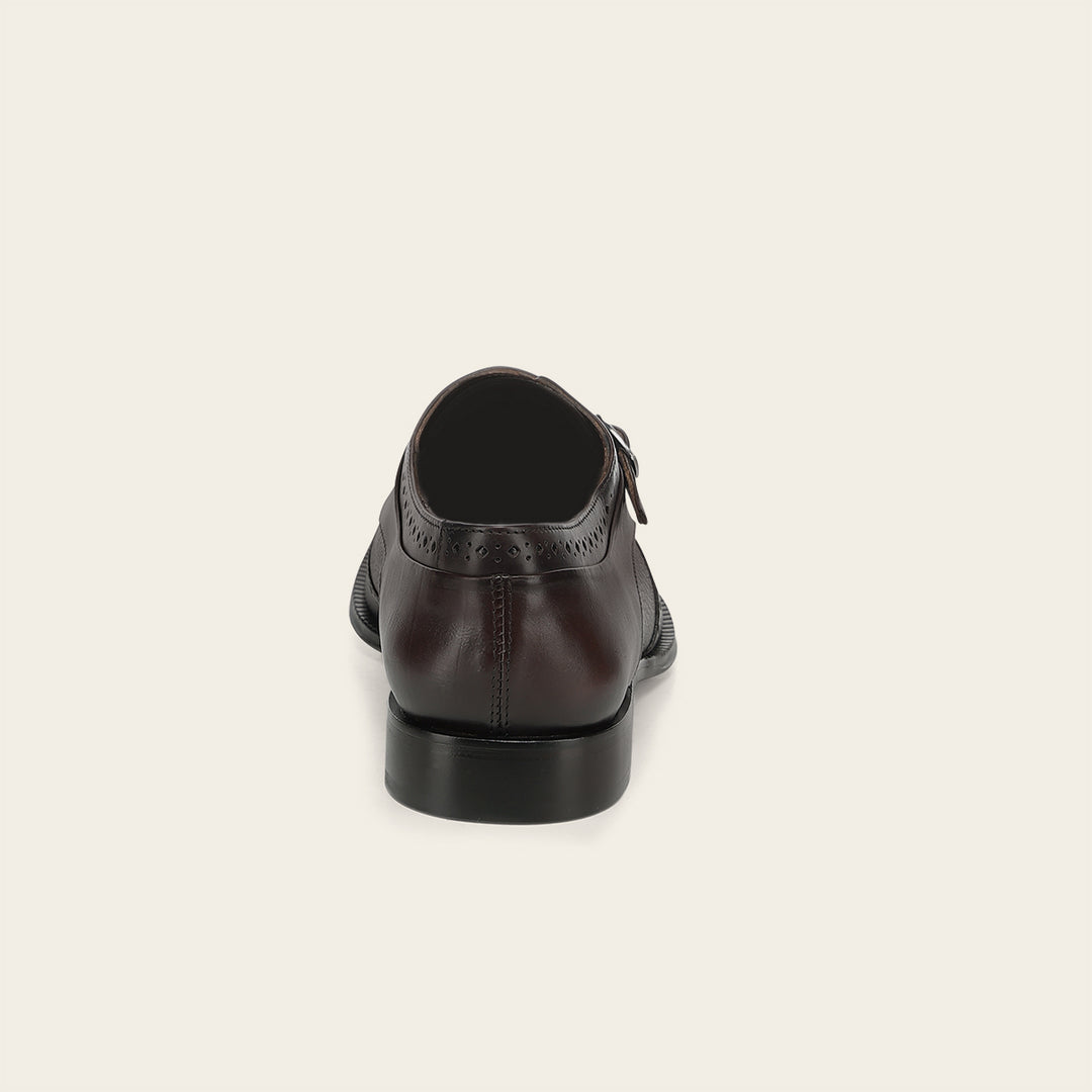 Zapato de vestir monk-strap en piel genuina de venado para caballero