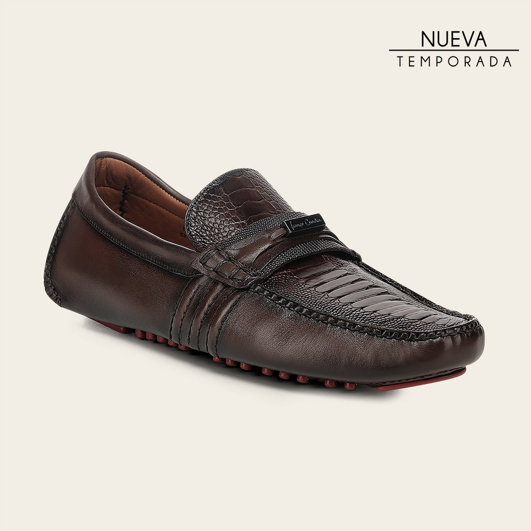 Driver en piel genuina de avestruz para caballero