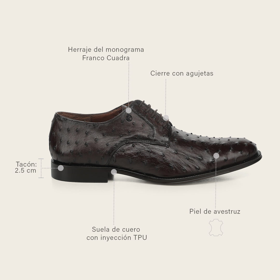 Franco Cuadra Zapato Derby Piel Genuina  Avestruz Caballero