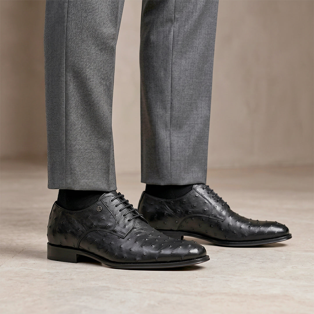 Zapato de vestir tipo Derby "Franco Cuadra Signature" en piel genuina de avestruz para caballero