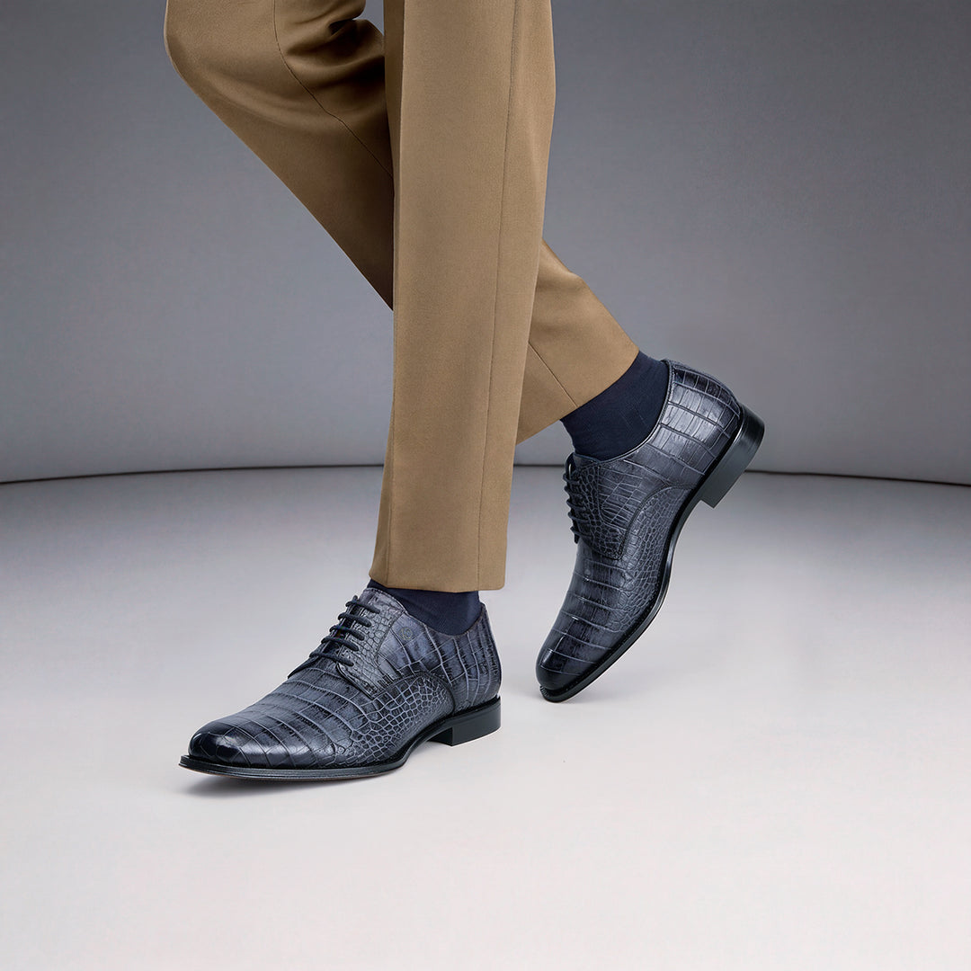 Zapato de vestir tipo Derby "Franco Cuadra Signature" en piel genuina de alligator para caballero