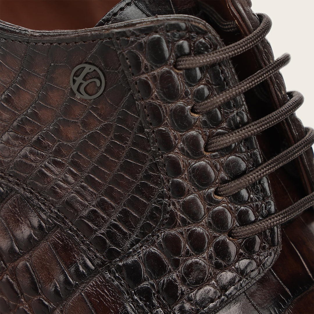 Zapato de vestir tipo Derby "Franco Cuadra Signature" en piel genuina de alligator para caballero