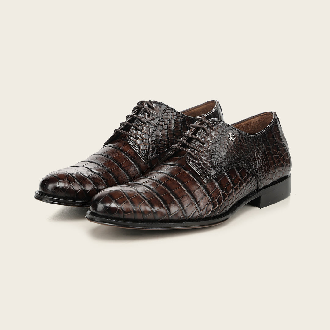Zapato de vestir tipo Derby "Franco Cuadra Signature" en piel genuina de alligator para caballero
