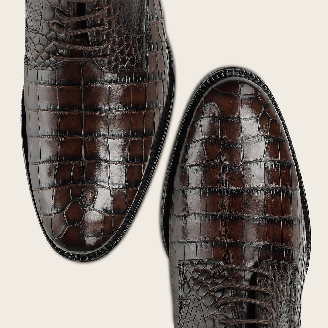 Zapato de vestir tipo Derby "Franco Cuadra Signature" en piel genuina de alligator para caballero