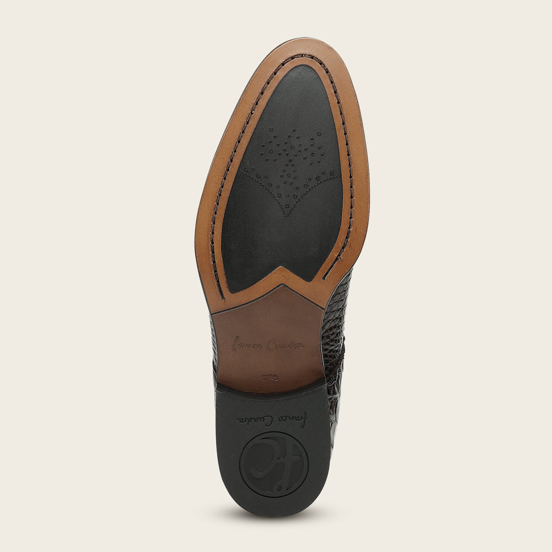 Zapato de vestir tipo Derby "Franco Cuadra Signature" en piel genuina de alligator para caballero