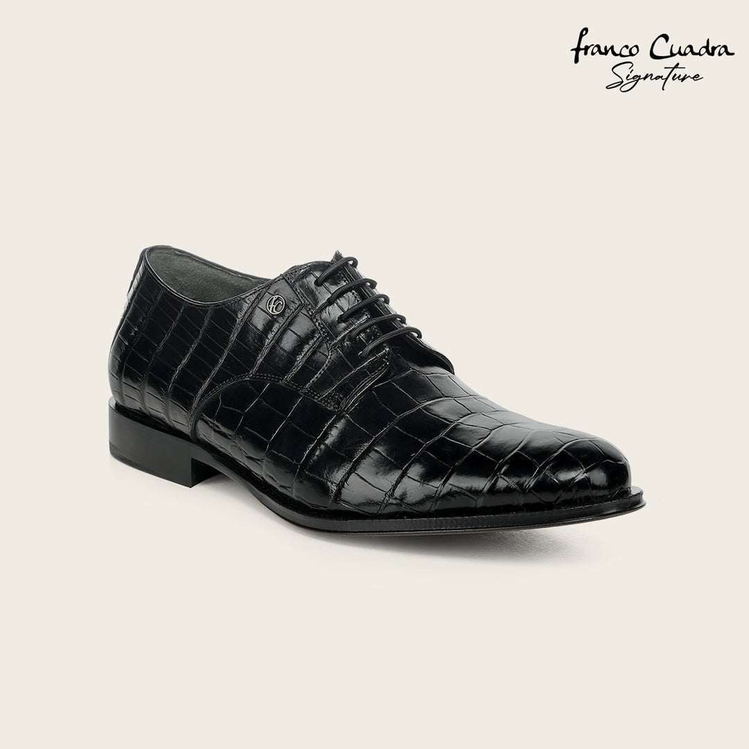 Zapato de vestir tipo Derby "Franco Cuadra Signature" en piel genuina de alligator para caballero
