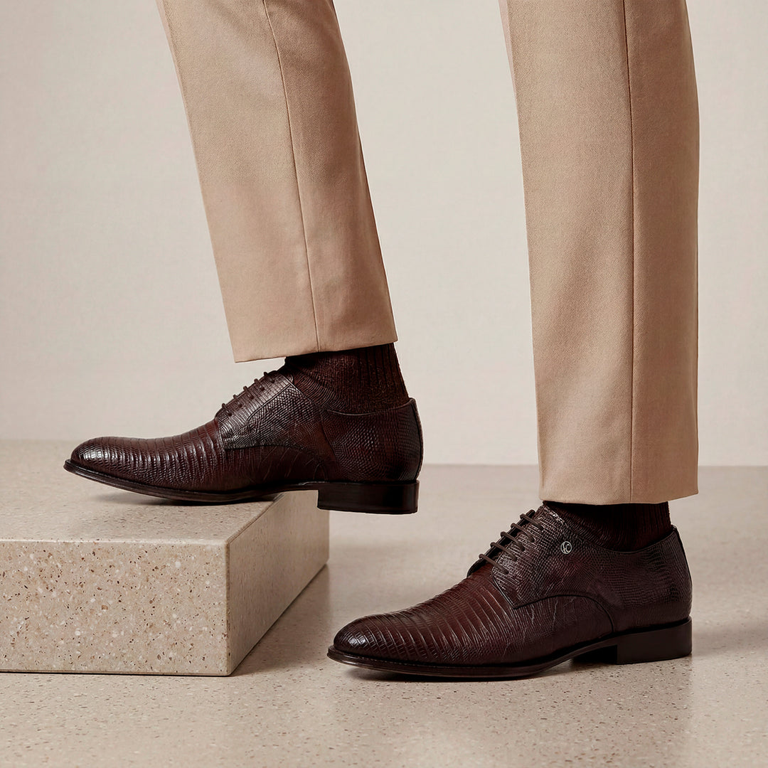 Zapato de vestir tipo Derby "Franco Cuadra Signature" en piel genuina de lizard para caballero