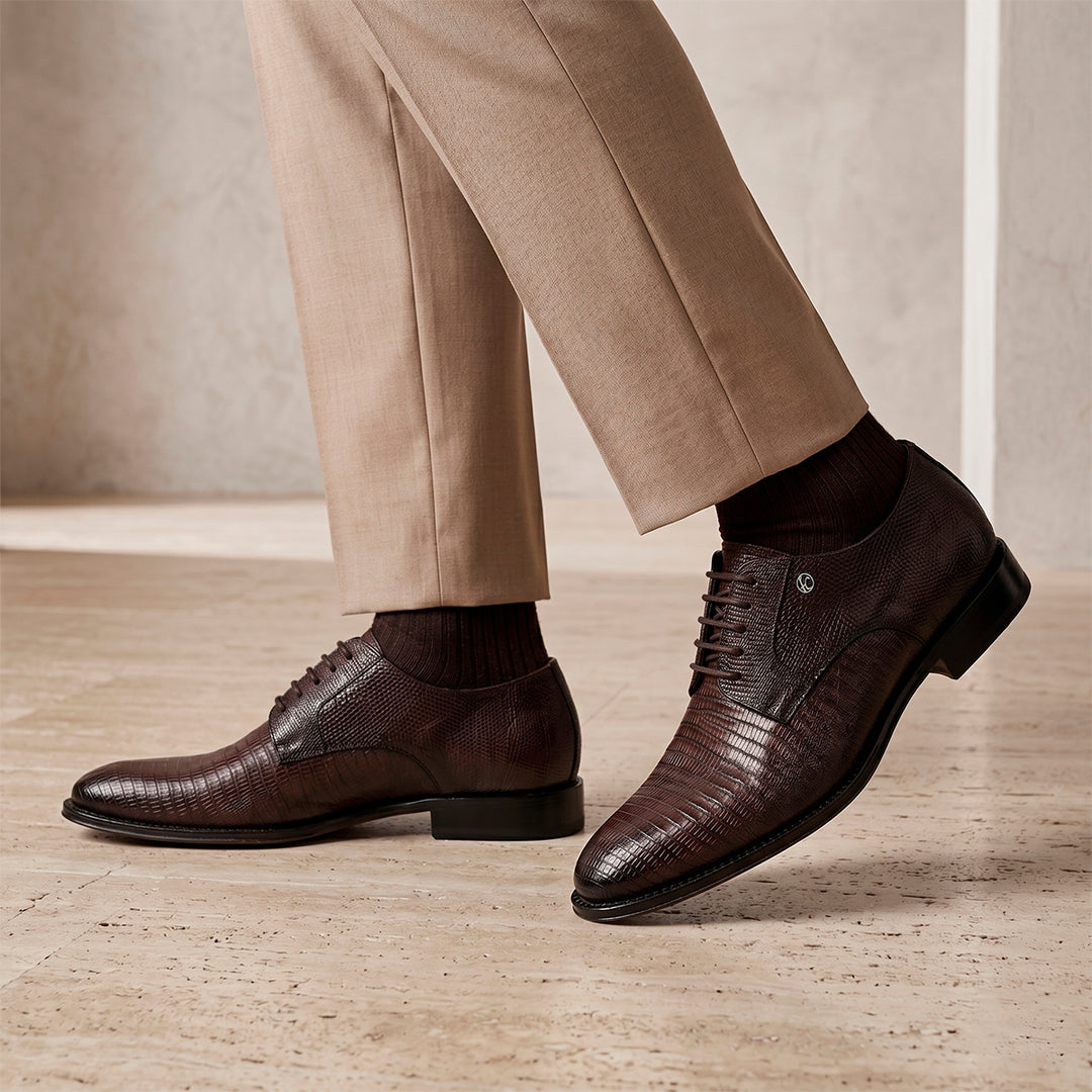 Zapato de vestir tipo Derby "Franco Cuadra Signature" en piel genuina de lizard para caballero
