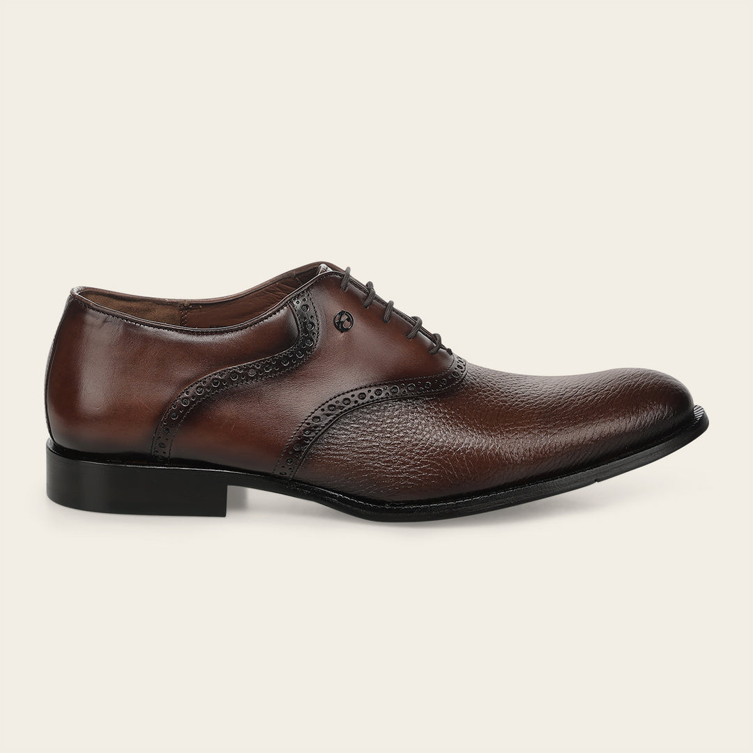 Zapato de vestir tipo Oxford en piel genuina de venado italiano para caballero