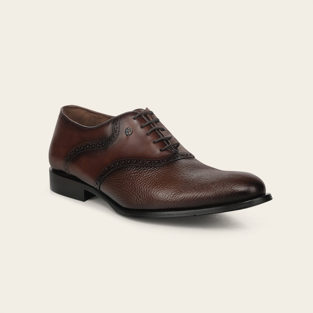 Zapato de vestir tipo Oxford en piel genuina de venado italiano para caballero