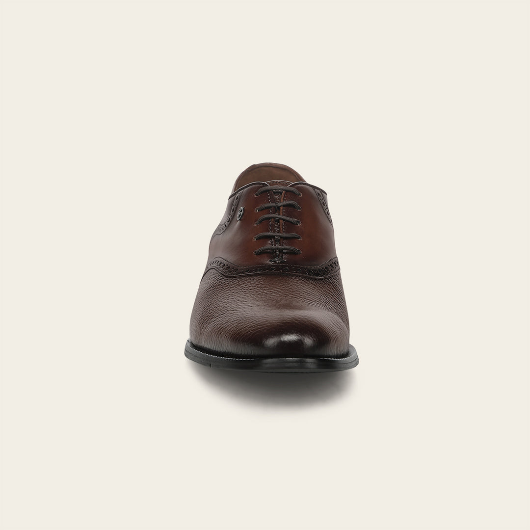 Zapato de vestir tipo Oxford en piel genuina de venado italiano para caballero