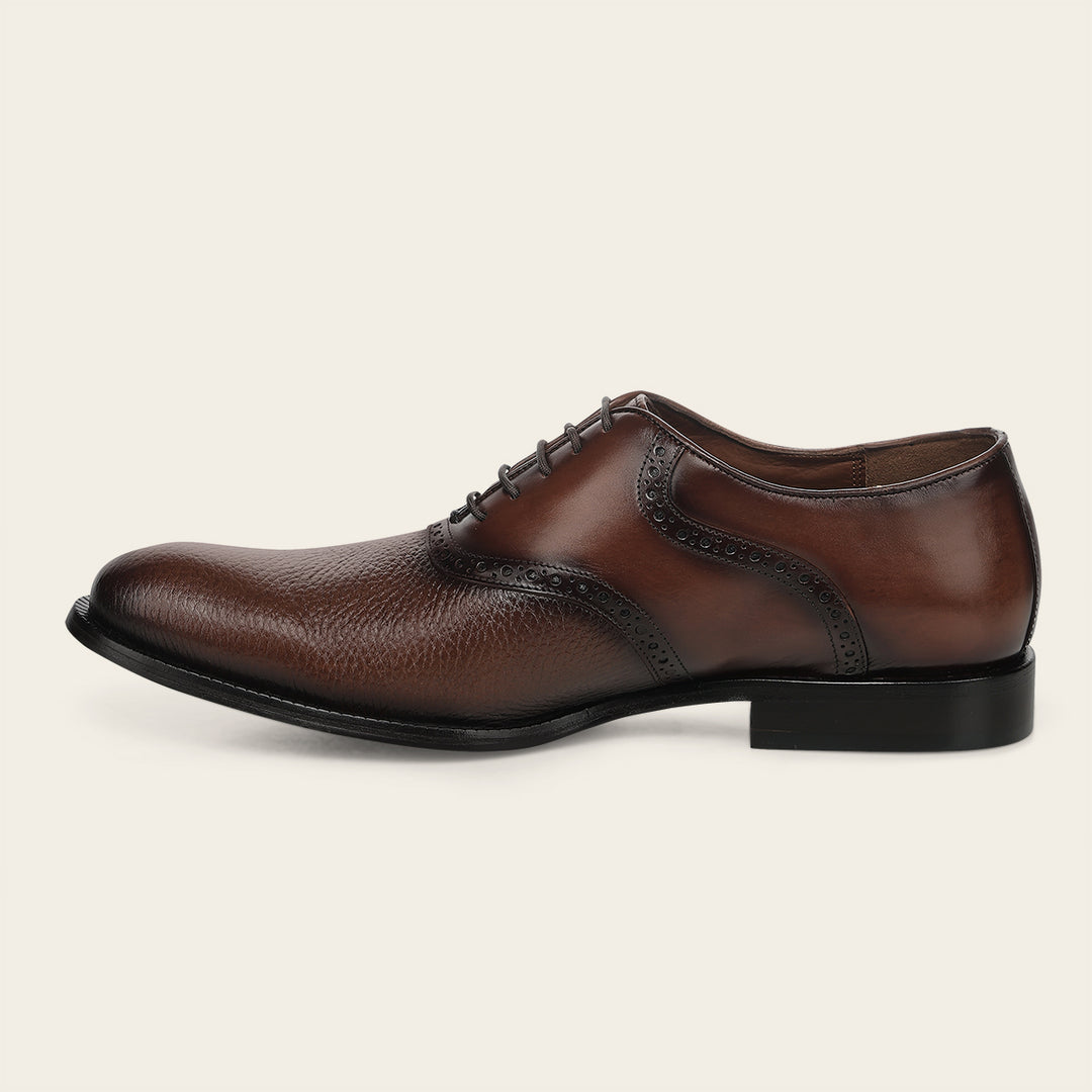 Zapato de vestir tipo Oxford en piel genuina de venado italiano para caballero