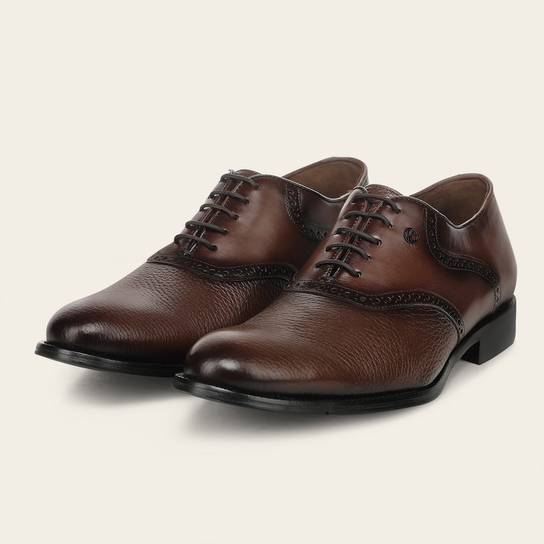 Zapato de vestir tipo Oxford en piel genuina de venado italiano para caballero