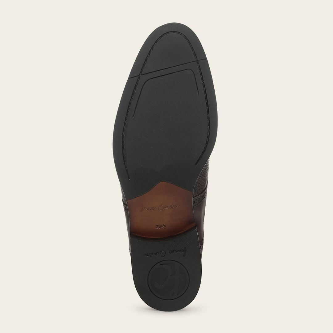 Zapato de vestir tipo Oxford en piel genuina de venado italiano para caballero