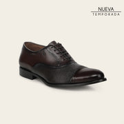 Zapato de vestir tipo Oxford en piel genuina de venado para caballero